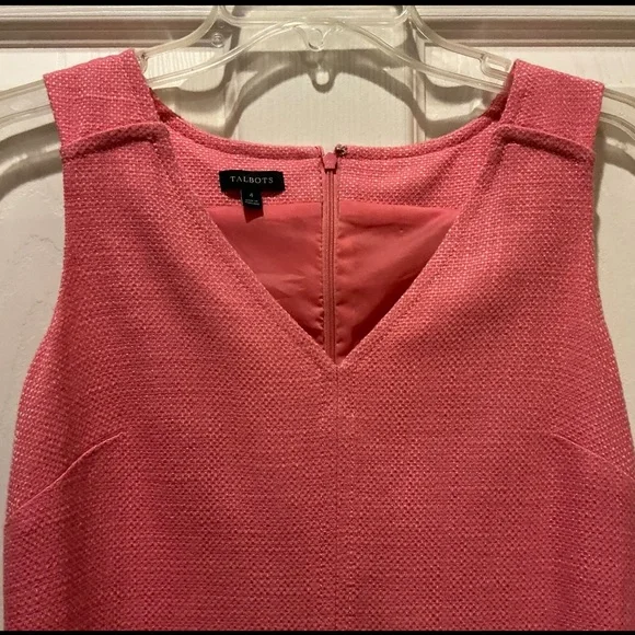 Talbots Coral Woven Textured Midi Sheath Dress Sleeveless Spring Womans Size 4 - Picture 7 of 14